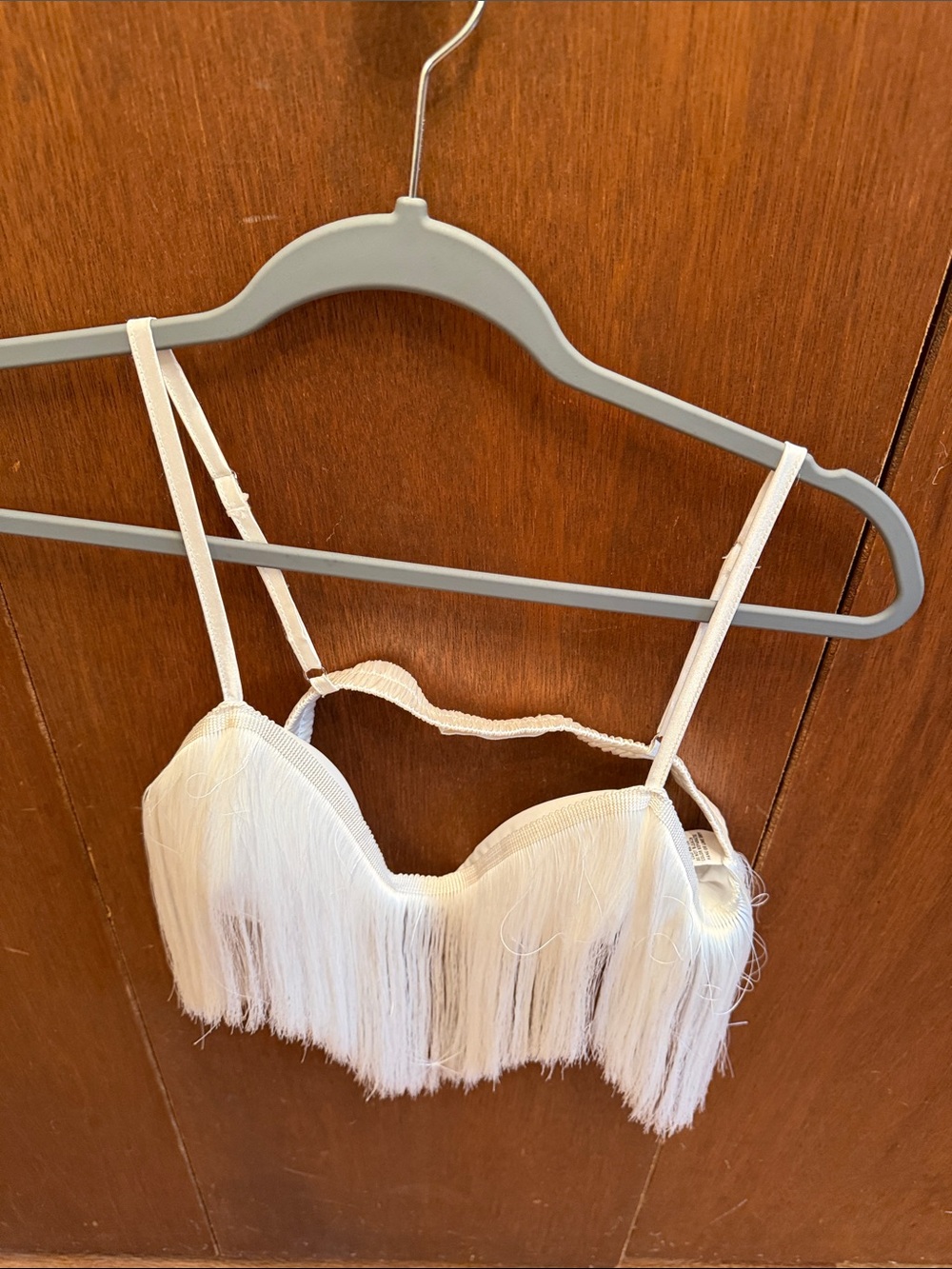 12th Tribe White Fringe Crop Bralette